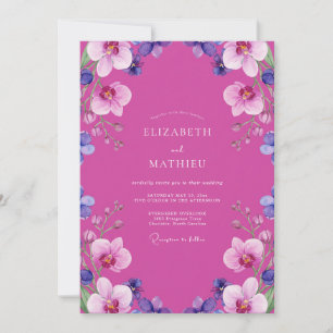 Magenta-Orchidee Tropische Hochzeit Einladung