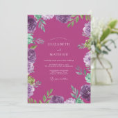 Magenta-Orchideen-Hochzeit bemalt Einladung (Stehend Vorderseite)