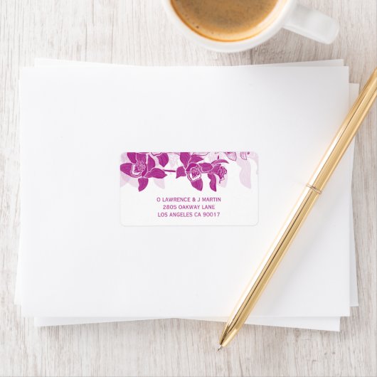 Magenta Orchids Adressaufkleber (Insitu)