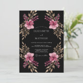 Magenta Painterly Blossom Wedding Einladung (Stehend Vorderseite)