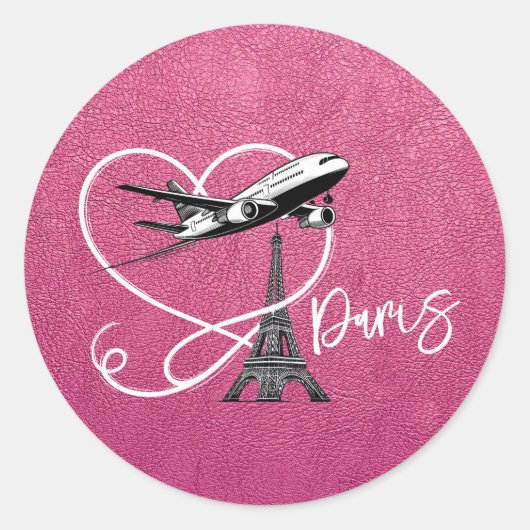 Magenta Paris Passport Runder Aufkleber (Vorderseite)