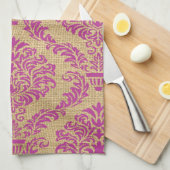 Magenta Parisian Moods Damask Geschirrtuch (Viertel Falte)