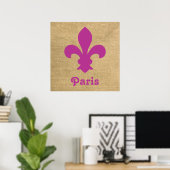 Magenta Parisian Moods Fleur de Lys Poster (Heimbüro)