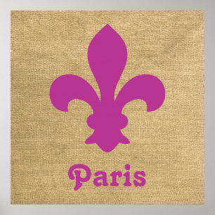 Magenta Parisian Moods Fleur de Lys Poster