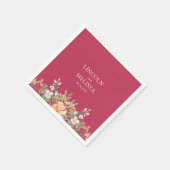 Magenta, Peach und White Floral Wedpaper Serviette (Ecke)