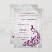 Magenta Peacock Leaf Brautparty einladen Einladung (Vorne/Hinten)