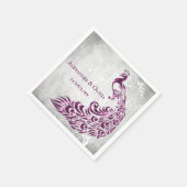 Magenta Peacock Leaf Brautparty Napkin Serviette (Ecke)