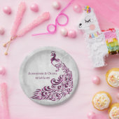 Magenta Peacock Leaf Hochzeitsscheibe Pappteller (Party)