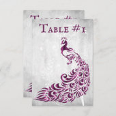 Magenta Peacock Leaf Tafelkarte Einladung (Vorne/Hinten)