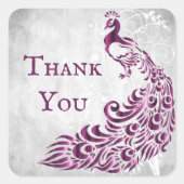 Magenta Peacock Leaf Wein Danke Stickers (Vorderseite)