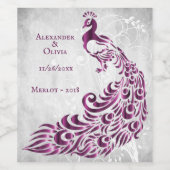 Magenta Peacock Leaf Weinroute Mendrisiotto Weinetikett (Einzelnes Label)