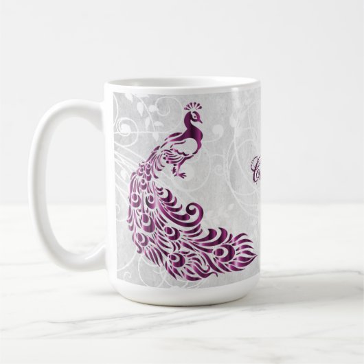 Magenta Peacock Personalisiert Coffee Tasse (Links)