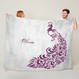 Magenta Peacock Personalisiert Fleece Blanket