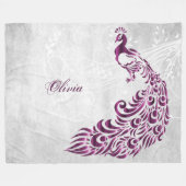 Magenta Peacock Personalisiert Fleece Blanket (Vorderseite (Horizontal))