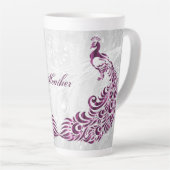 Magenta Peacock Personalisierte Latte-Tasse Milchtasse (Rechte Ecke)