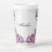 Magenta Peacock Personalisierte Latte-Tasse Milchtasse (Vorderseite)