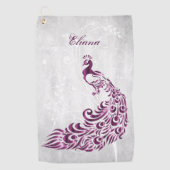 Magenta Peacock Personalisiertes Golfhandtuch (Vorderseite)