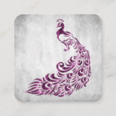 Magenta Peacock Wedding and Bridal Services Quadratische Visitenkarte (Rückseite)