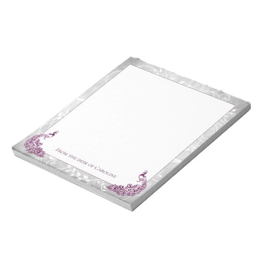 Magenta Peacocks Notepad Notizblock (Rotiert)