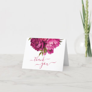 Magenta Peony Floral Wedding Dankeskarte