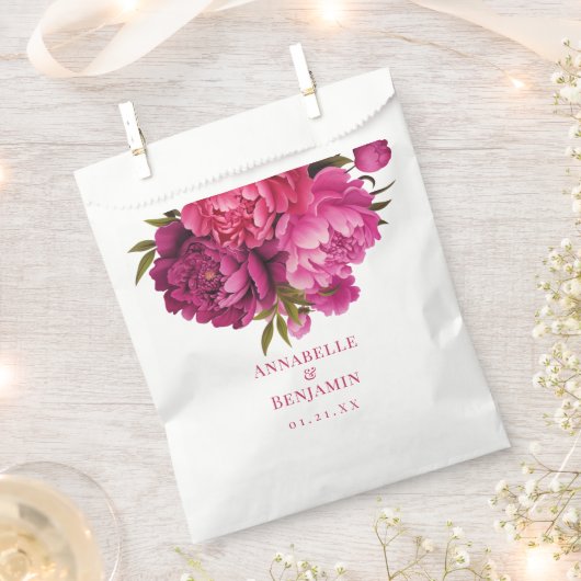 Magenta Peony Floral Wedding Geschenktütchen (Ausgeschnitten)