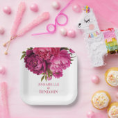 Magenta Peony Floral Wedding Pappteller (Party)