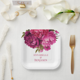 Magenta Peony Floral Wedding Pappteller