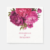 Magenta Peony Floral Wedding Serviette (Vorderseite)