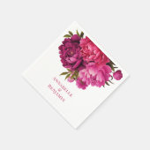 Magenta Peony Floral Wedding Serviette (Ecke)