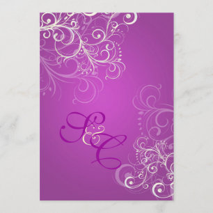 Magenta + perlende Wirbel Hochzeitseinladungen Einladung