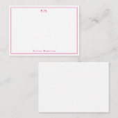 Magenta Pink 2 Monogramm Name Minimale Grenze Mitteilungskarte (Vorne/Hinten)