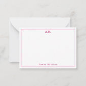 Magenta Pink 2 Monogramm Name Minimale Grenze Mitteilungskarte (Vorderseite)