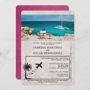 Magenta Pink Aruba Pass Einladung Hochzeit