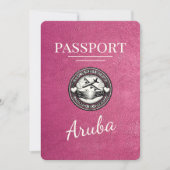 Magenta Pink Aruba Reisepass Save The Date (Vorderseite)