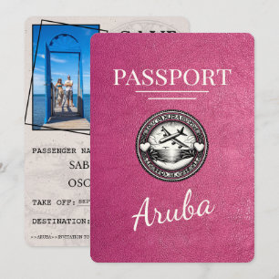 Magenta Pink Aruba Reisepass Save The Date