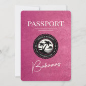 Magenta Pink Bahamas Passport Hochzeit Einladung (Rückseite)