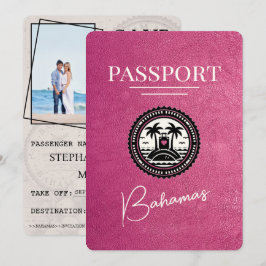 Magenta Pink Bahamas Passport Save the Date