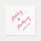 Magenta Pink Black Bride Groom Datum Hochzeit Napk Serviette (Vorderseite)