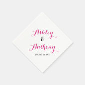 Magenta Pink Black Bride Groom Datum Hochzeit Napk Serviette (Ecke)