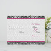 Magenta Pink Black Damask Wedding Program (Stehend Vorderseite)