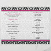 Magenta Pink Black Damask Wedding Program (Rückseite)