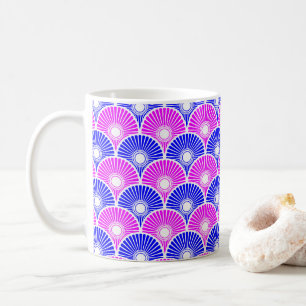 Magenta Pink Blue Chinese Semi Circle Wave Muster Kaffeetasse