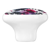 Magenta Pink & Blue Inky Blumenfarbe Keramikknauf (Seitenansicht)