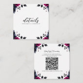 Magenta Pink & Blue Inky Blumenfarben Details Quadratische Visitenkarte (Vorne/Hinten)