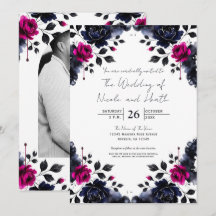 Magenta Pink & Blue Inky Wasserfarbenhochzeit