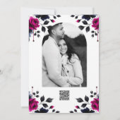 Magenta Pink & Blue Inky Wasserfarbenhochzeit Einladung (Rückseite)