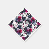 Magenta Pink & Blue Inky Wasserfarbenhochzeit Serviette (Ecke)