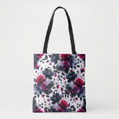 Magenta Pink & Blue Inky Wasserfarbenhochzeit Tasche (Vorderseite)