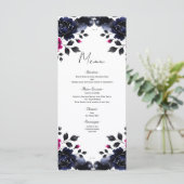 Magenta Pink & Blue Inky Wasserfarbenmenü Menükarte (Stehend Vorderseite)