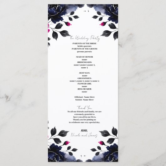 Magenta Pink & Blue Inky Wasserfarbenprogramm Programm (Rückseite)